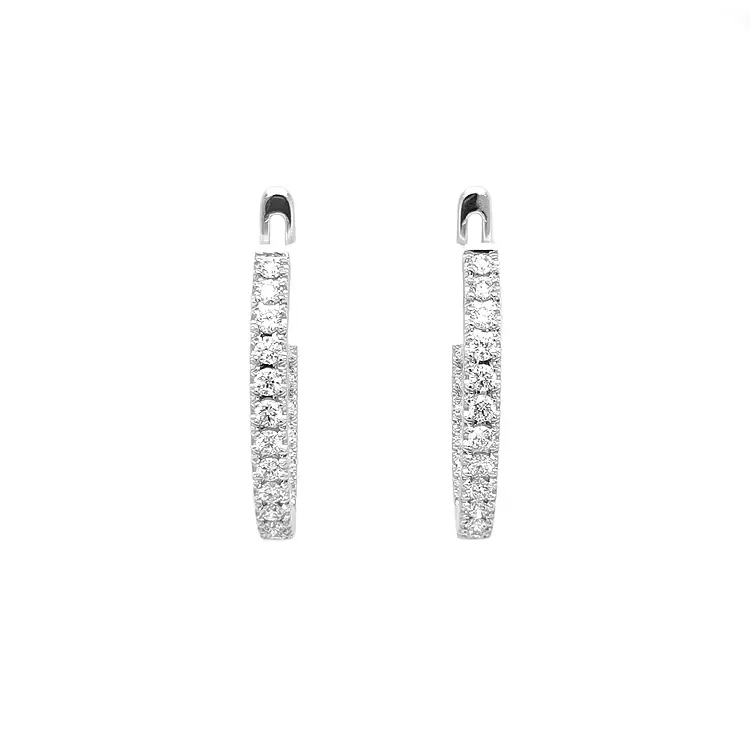 Gold Round Earrings with Diamonds