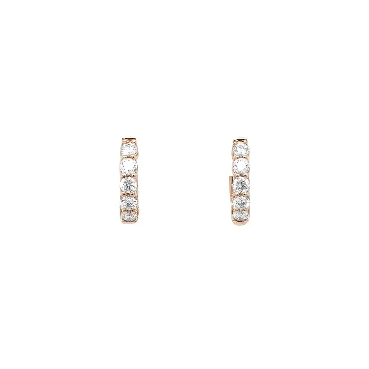 Gold Round Earrings with Diamonds