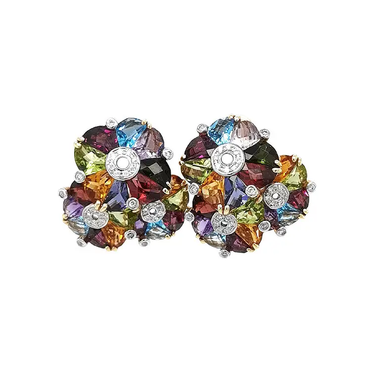 Gold Earrings Semi precious stones and Diamonds