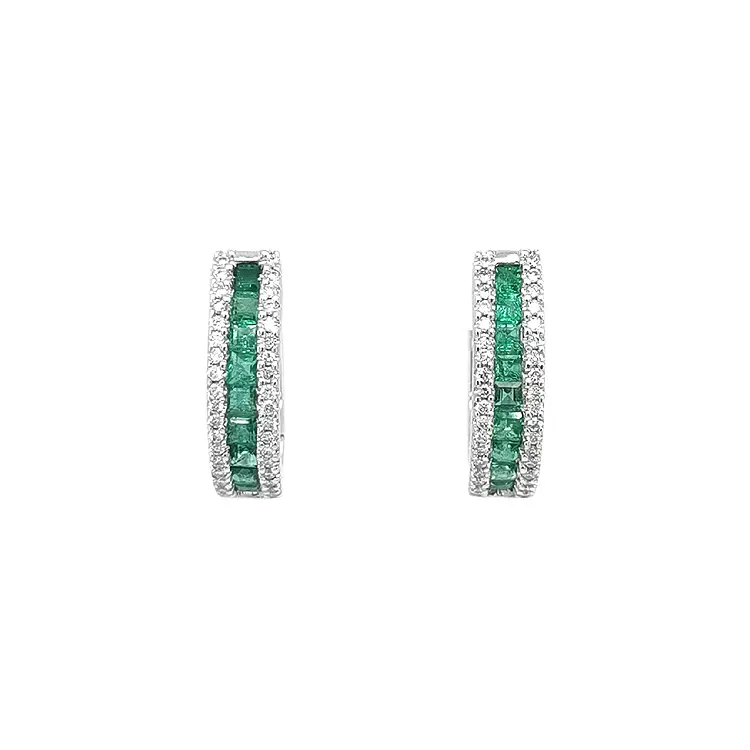 Gold Earrings Emeralds and Diamonds