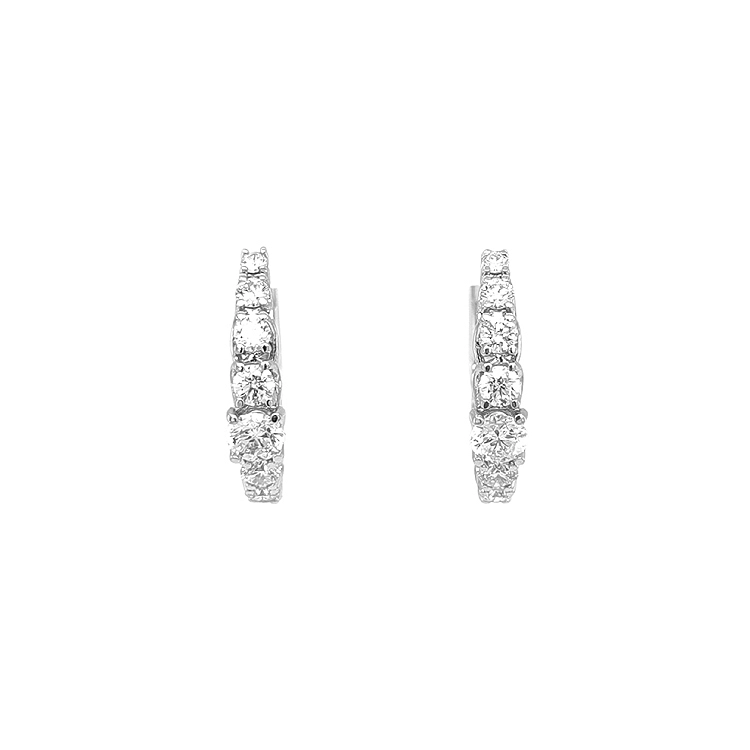 Gold Round Earrings with Diamonds