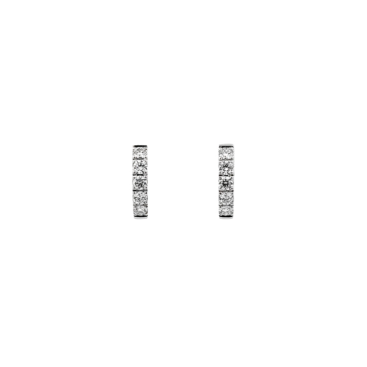 Gold Earrings Semi-circles Diamonds
