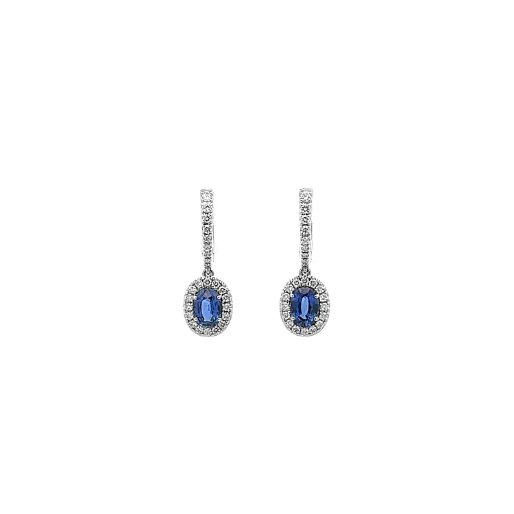 Gold Earrings Sapphire and Diamonds