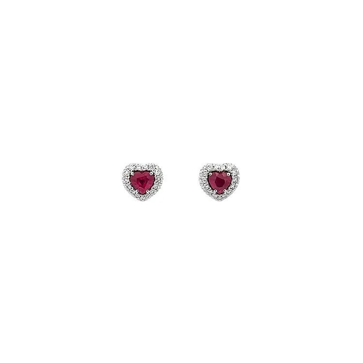 Gold Earrings Ruby and Diamonds