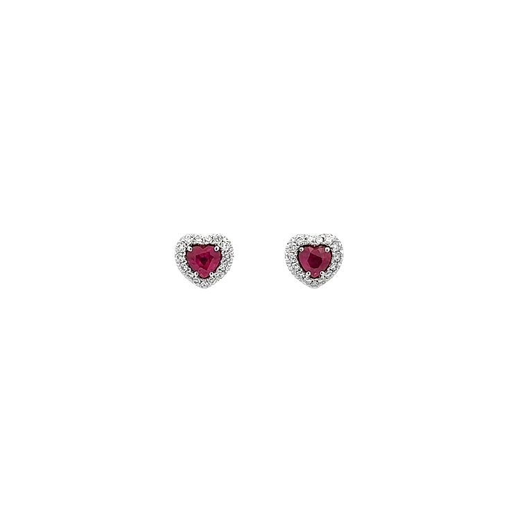 Gold Earrings Ruby and Diamonds