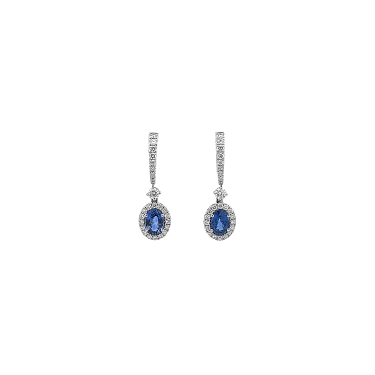Gold Earrings Sapphire and Diamonds