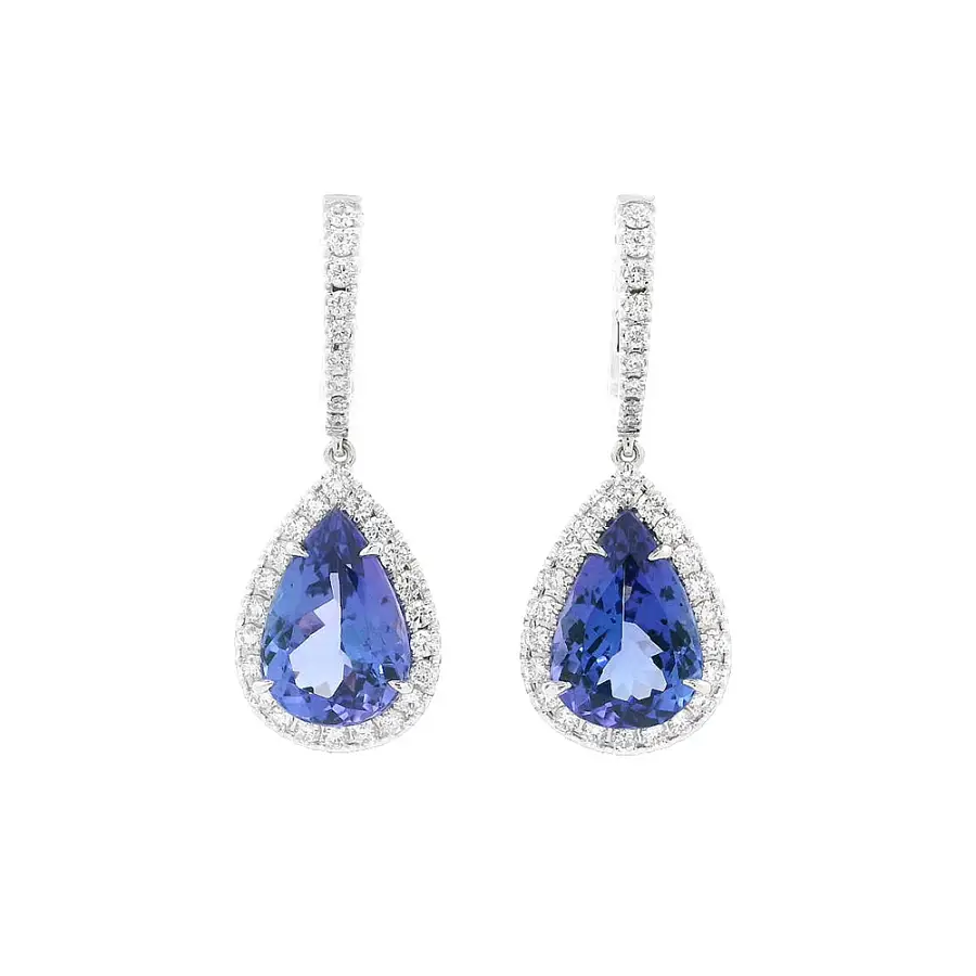 Luxury Earrings with Blue Tanzanites and Diamonds