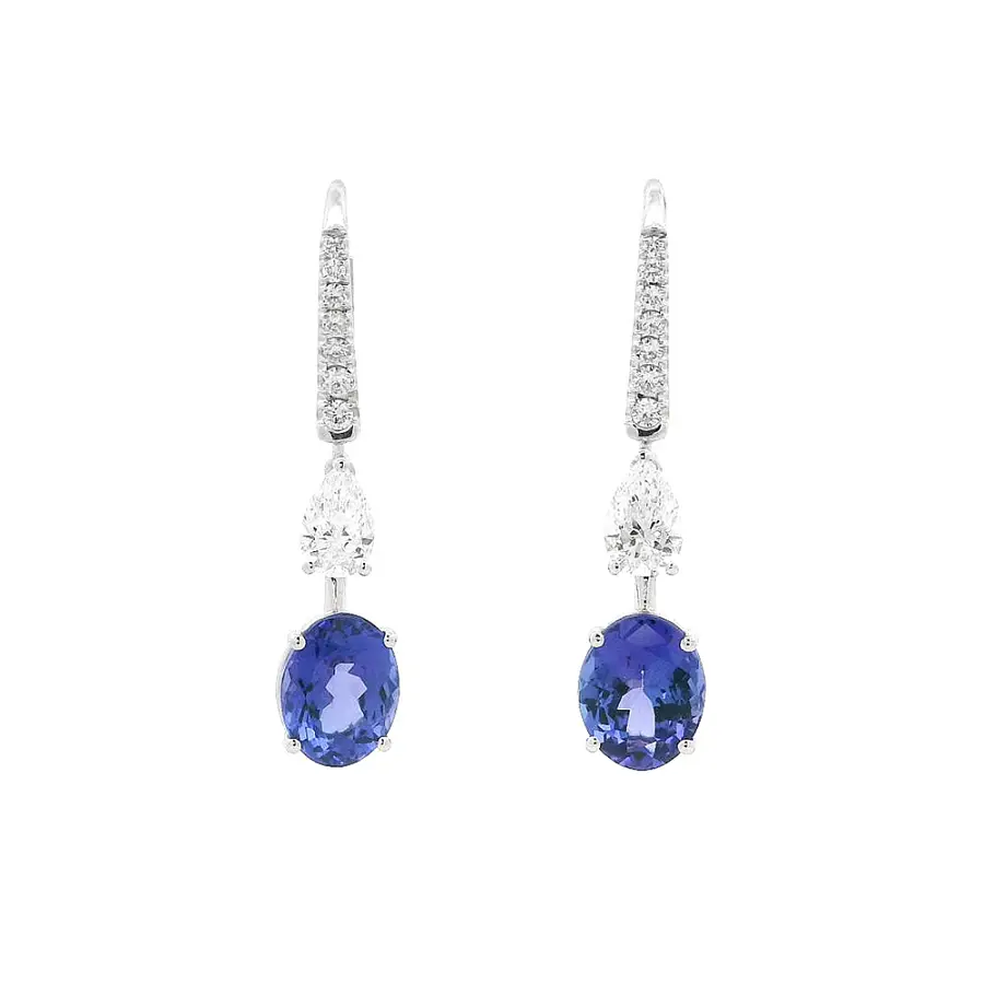 Luxury White Gold Earrings with Oval Tanzanites