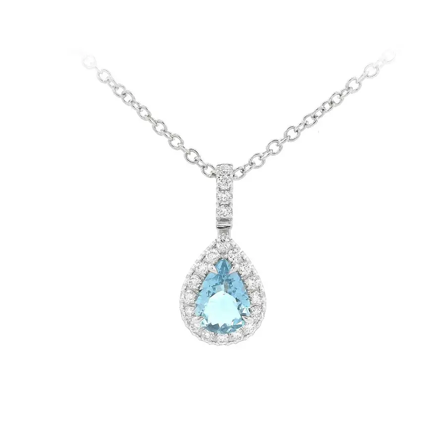 Luxury Necklace with Aquamarine in Combination with Diamonds