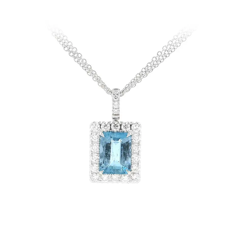 Shining Aquamarine in Combination with Diamond Shine - Luxury Necklace