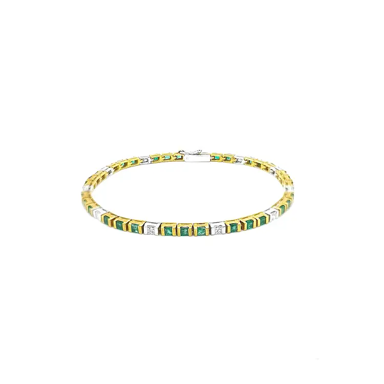 Gold Bracelet with Emeralds and Diamonds