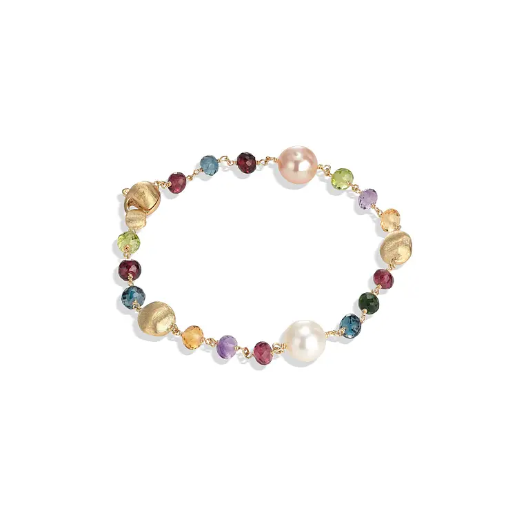 Gold Bracelet Marco Bicego Africa with Pearls and Semi precious stones