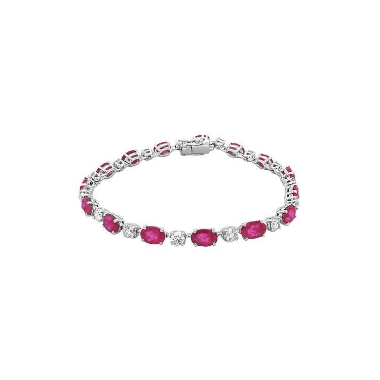 Gold Tennis Bracelet with Rubies and Diamonds