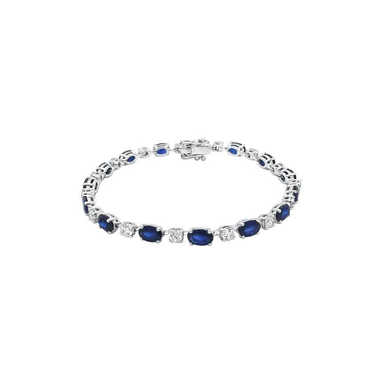 Gold Tennis Bracelet with Sapphires and Diamonds