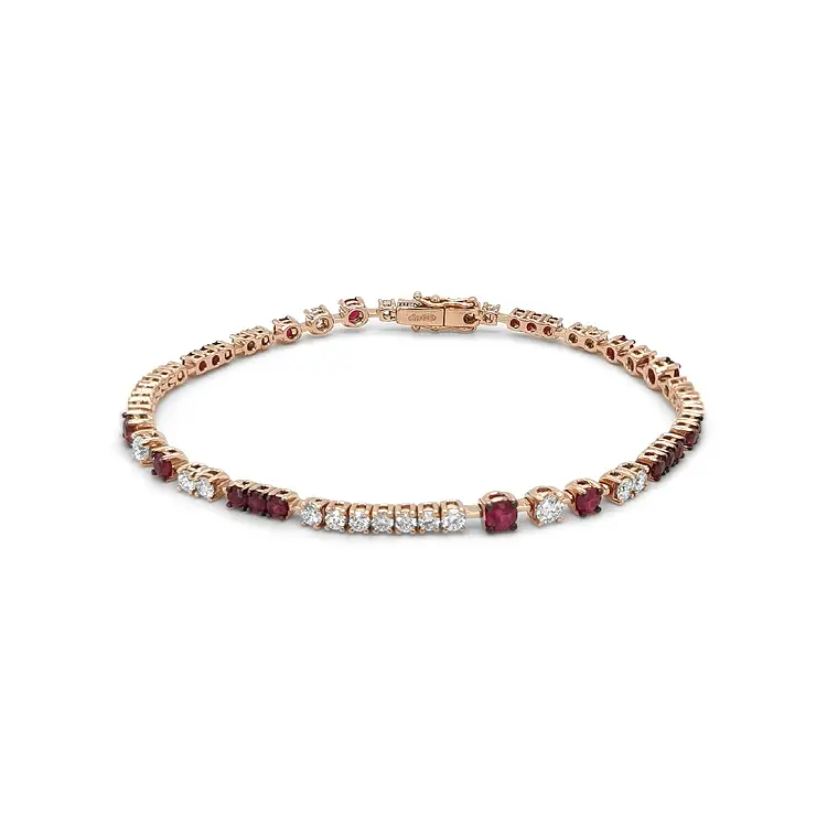 Gold Tennis Bracelet with Rubies and Diamonds