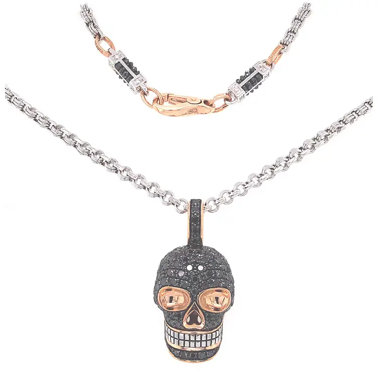 Gold Pendant Skull Zancan Black Magic EC882RB60