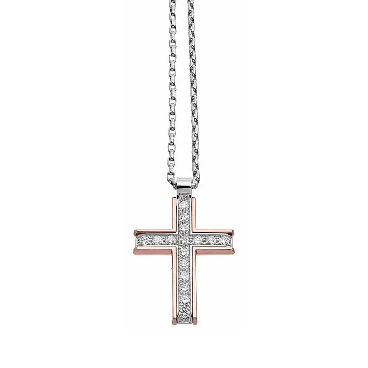 Gold Pendant Cross Zancan Couture First EC299RB60