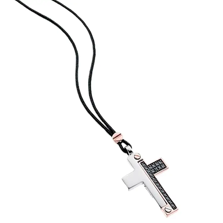Gold Pendant Cross Zancan Rekord Set EC383BR
