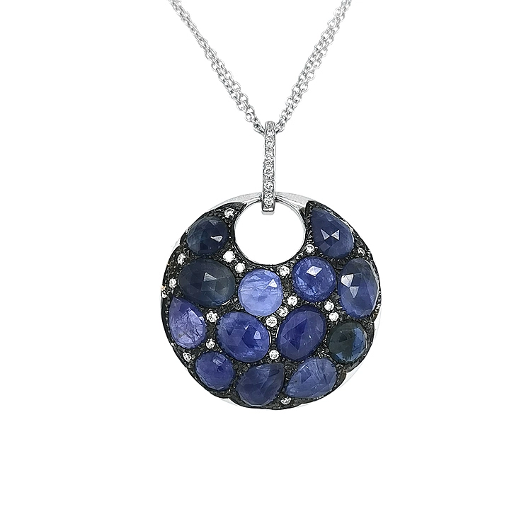 Gold Pendant with Sapphires and Diamonds