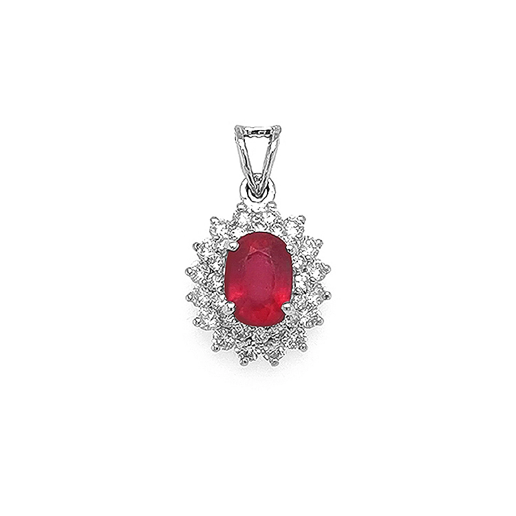 Gold Pendant with Ruby and Diamonds