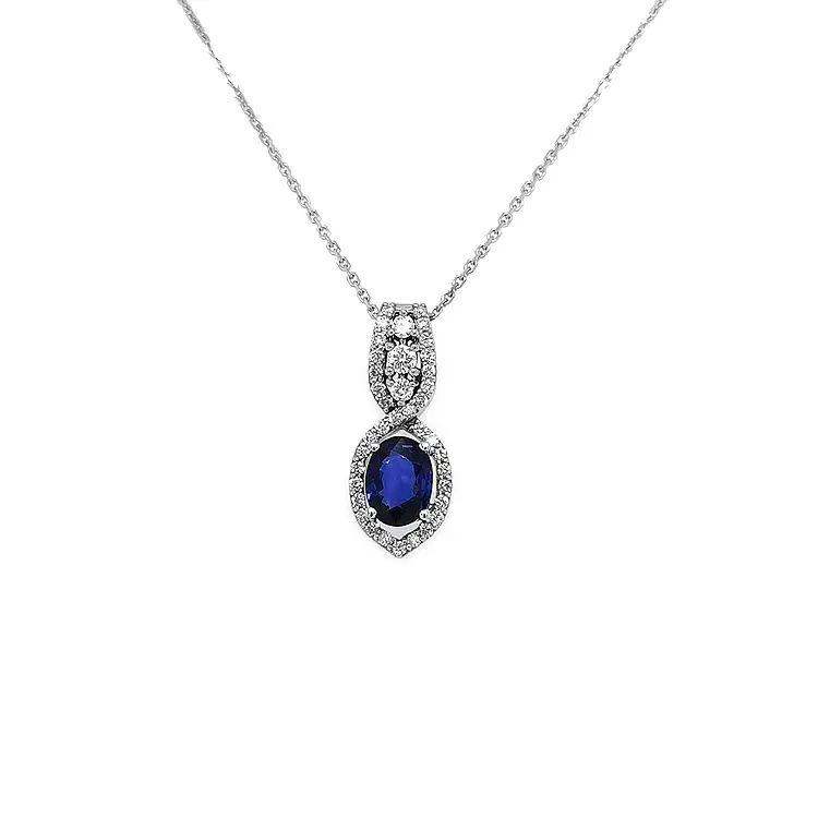 Gold Pendant with Sapphire and Diamonds