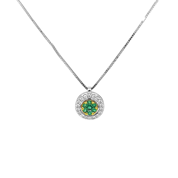 Gold Pendant with Emeralds and Diamonds