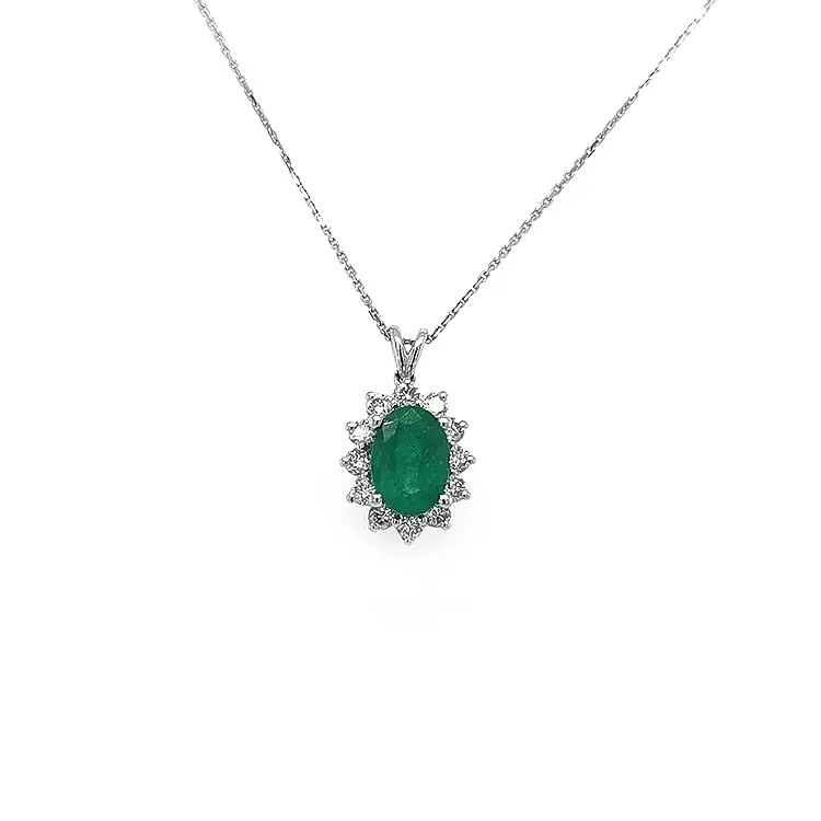 Gold Pendant with Emerald and Diamonds