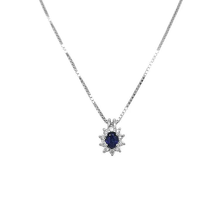 Gold Pendant with Sapphire and Diamonds