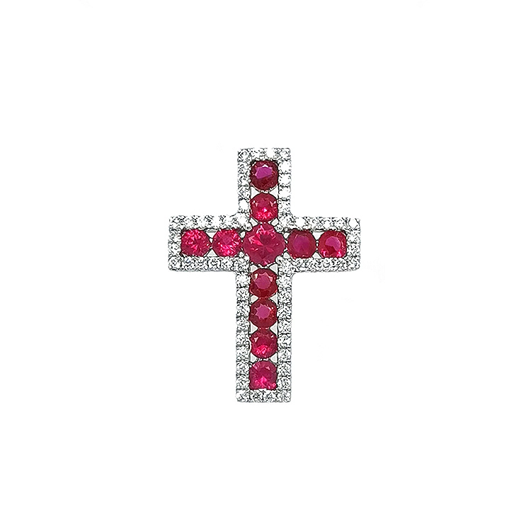 Gold Pendant with Rubies and Diamonds