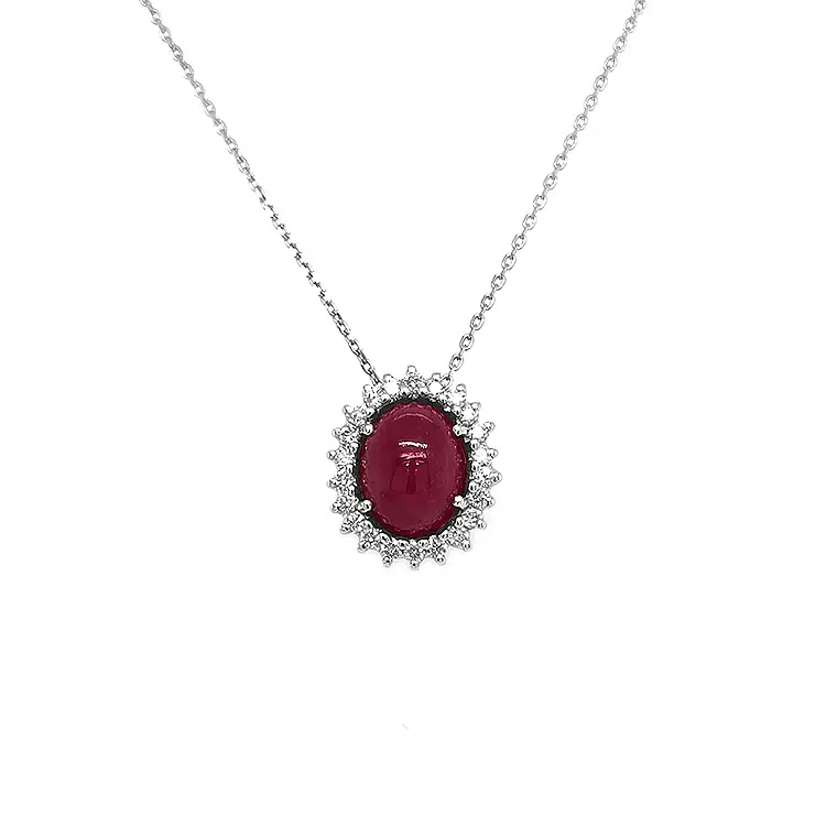 Gold Pendant with Ruby and Diamonds