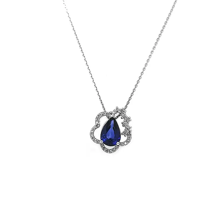 Gold Pendant with Sapphire and Diamonds