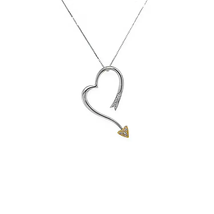 Gold Pendant in Heart Shape with Diamonds