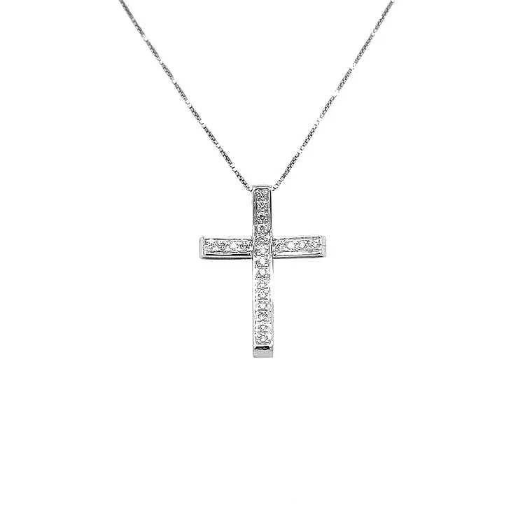 Gold Pendant Cross with Diamonds