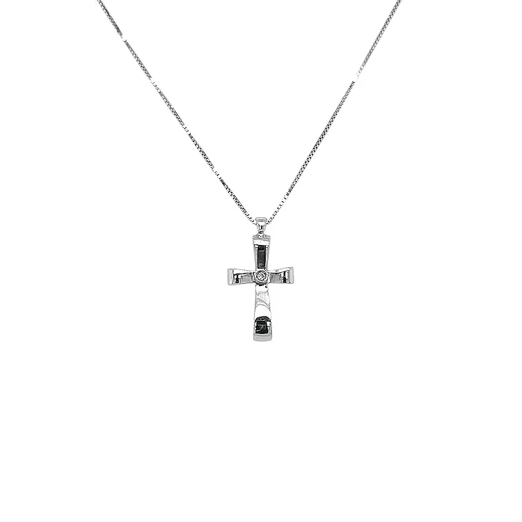 Gold Pendant Cross with Diamond