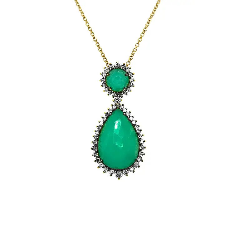 Gold Pendant with Emeralds and Diamonds