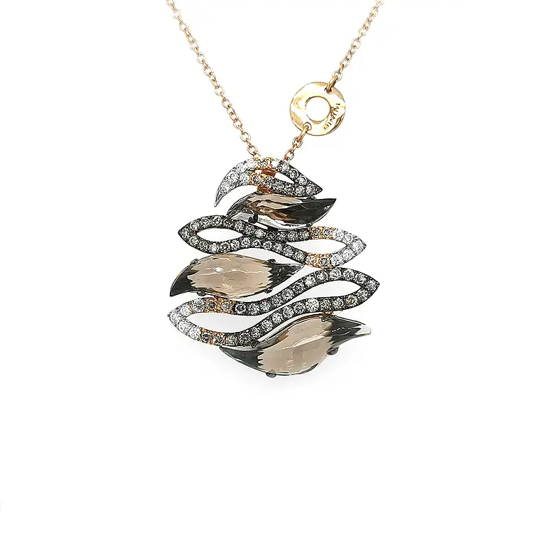 Gold Pendant with Zahneda and Colored Diamonds