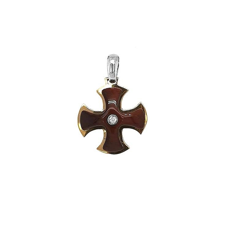 Gold Pendant with Tiger Eye and Diamonds
