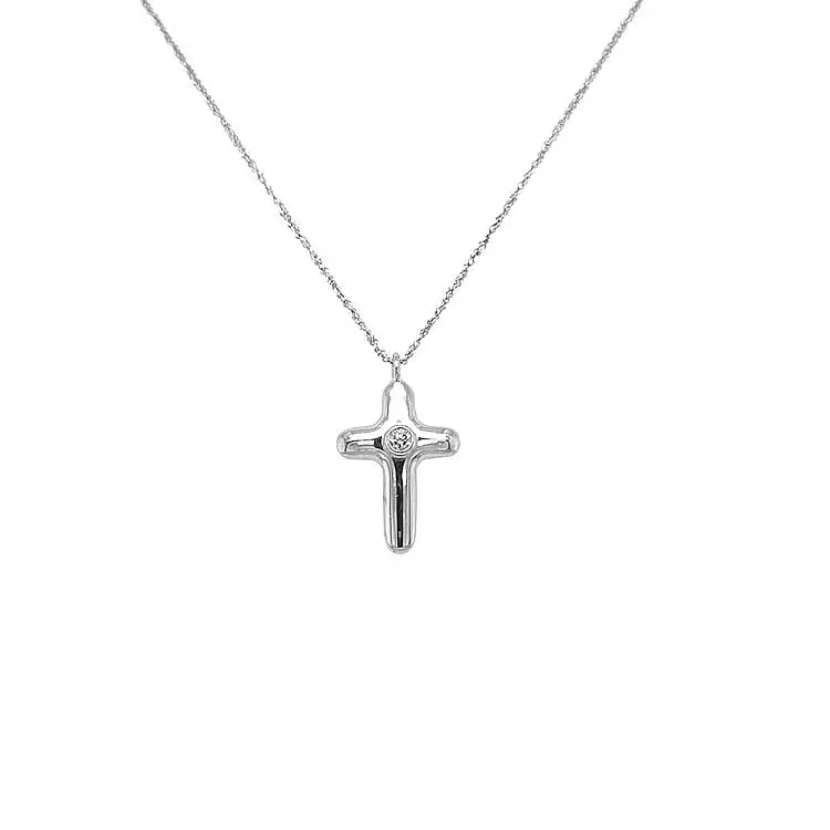 Gold Pendant Cross with Diamond