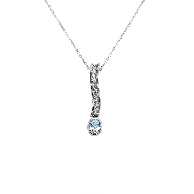 Gold Pendant with Blue Topaz and Diamonds