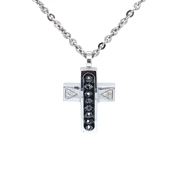 Gold Pendant Cross Zancan Black Magic EC148B