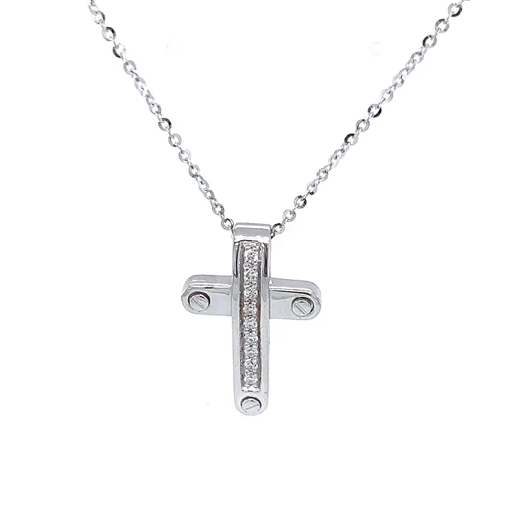 Gold Pendant Cross Zancan Insignia with Diamonds EC584B