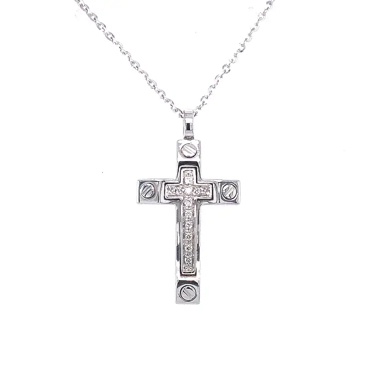 Gold Pendant Cross Zancan Insignia with Diamonds EC592BR