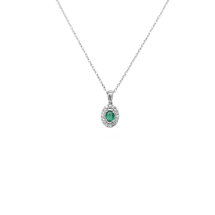 Emerald pendant with white gold diamonds