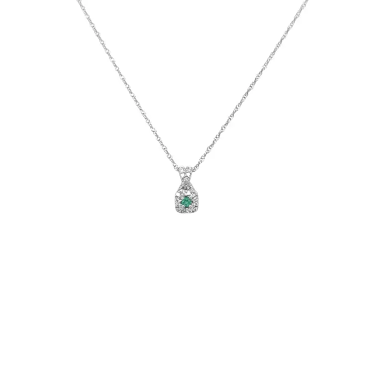 Emerald pendant with white gold diamonds