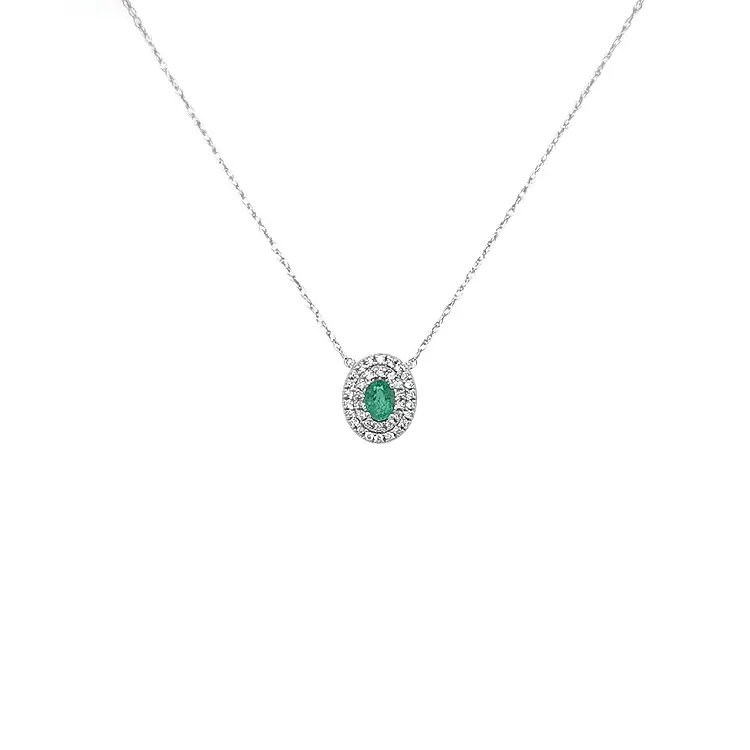 Emerald pendant with white gold diamonds