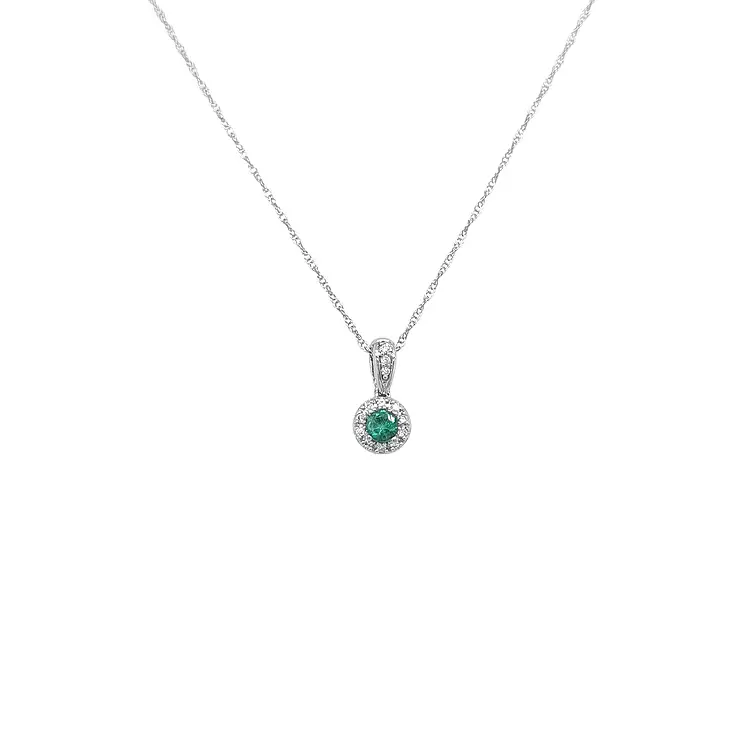 Gold Pendant with Emerald and Diamonds