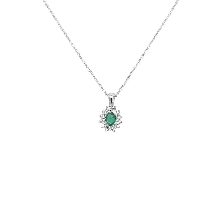 Emerald pendant with white gold diamonds