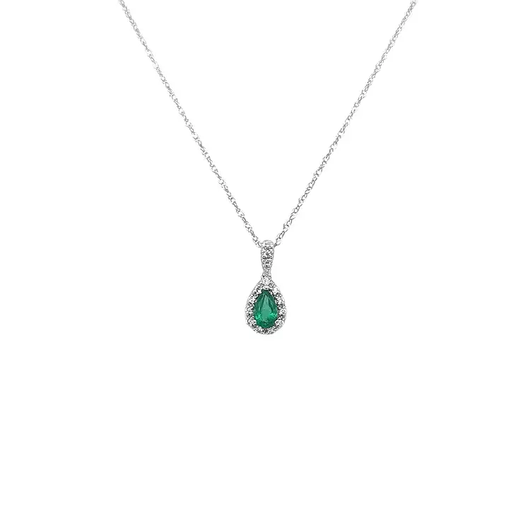 Emerald pendant with white gold diamonds