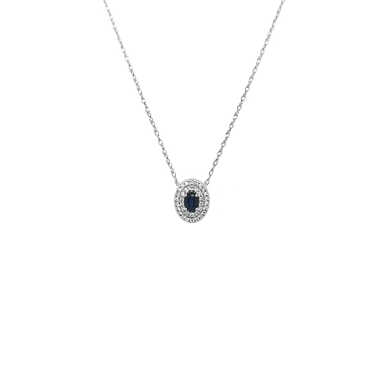 Gold pendant with sapphire and diamonds