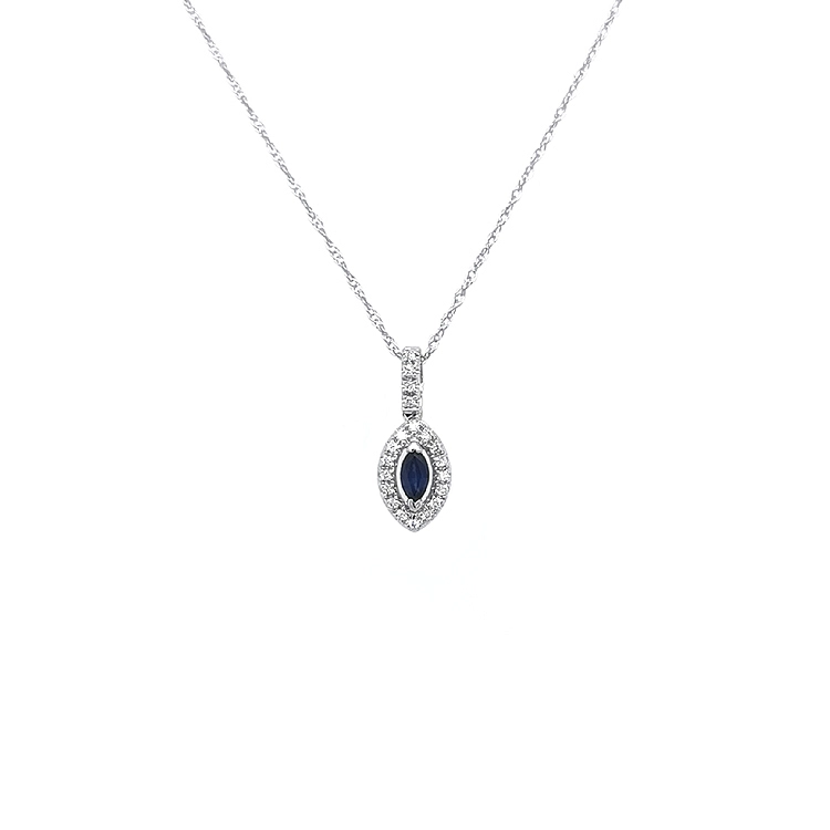 Gold pendant with sapphire and diamonds